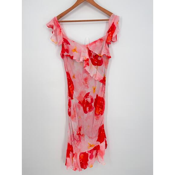 ANTHROPOLOGIE Summer Away Carolina Red Pink Midi Dress // M - Picture 6 of 12